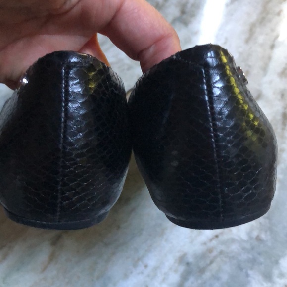 CALVIN KLEIN FLAT POINTY SHOES BLACK LEATHER SZ 9 brianna - Picture 3 of 7